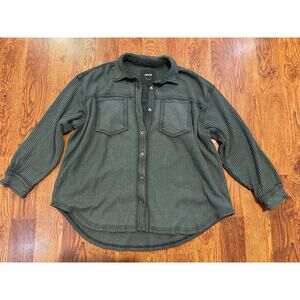 Aerie Women's Lumberjane Waffle Knit Shacket – Green – Size Large Relaxed Layers